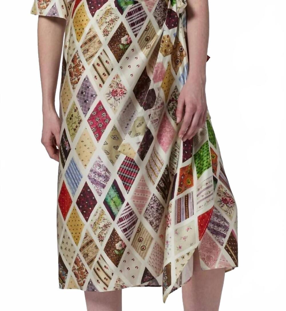 NEW LINGUA FRANCA emerson diamond print silk wrap skirt in multi